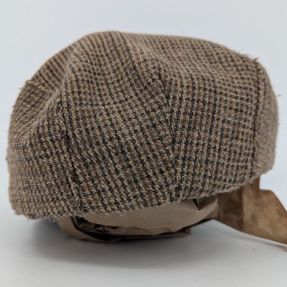 Vintage Distressed Tweed Newboy Gatsby Houndstooth Flat Clap Size Medium - Picture 4 of 7